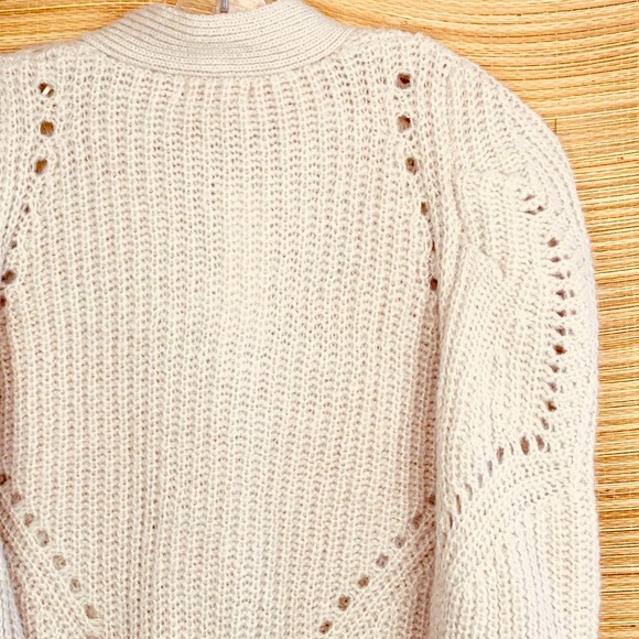 NWT Driftwood Emie Balloon Barrel Sleeve Button V-Neck Front Cardigan Ivory Sz S - Picture 8 of 12